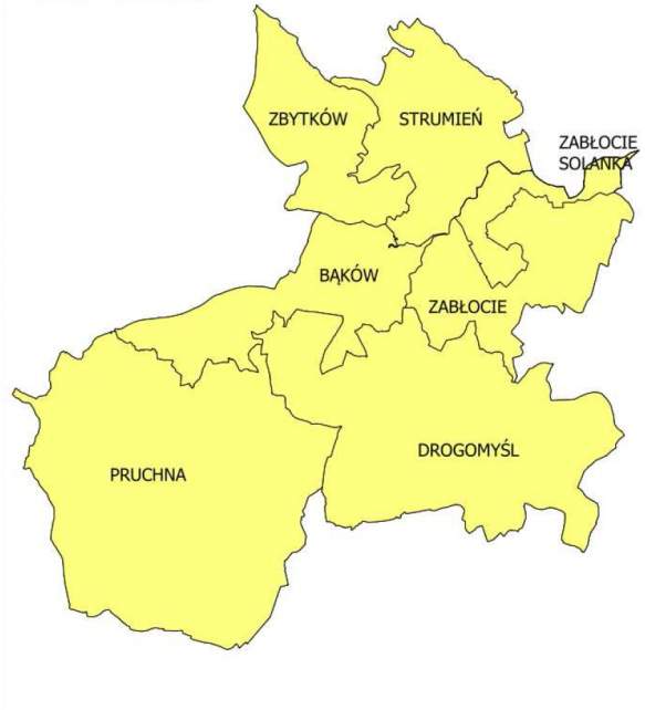 Mapa gminy Strumień